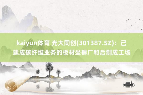 kaiyun体育 光大同创(301387.SZ)：已建成碳纤维业务的板材坐褥厂和后制成工场