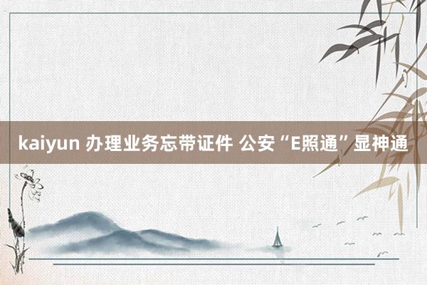 kaiyun 办理业务忘带证件 公安“E照通”显神通