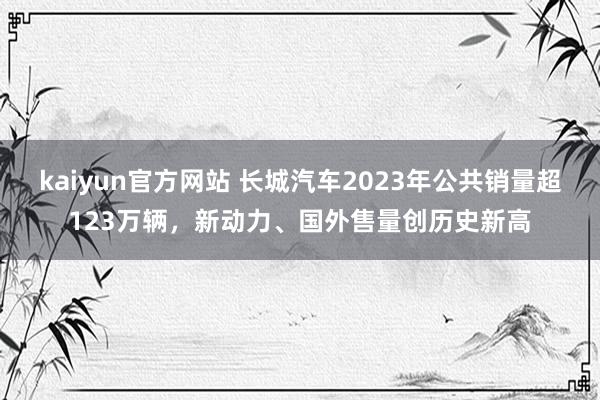 kaiyun官方网站 长城汽车2023年公共销量超123万辆，新动力、国外售量创历史新高