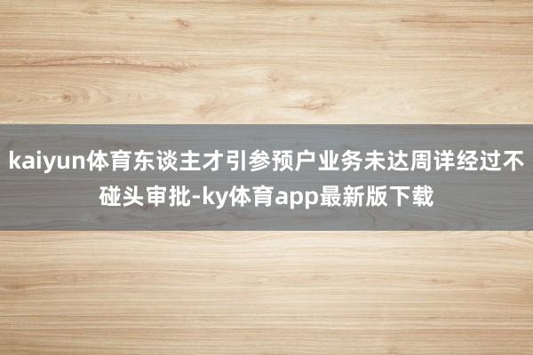 kaiyun体育东谈主才引参预户业务未达周详经过不碰头审批-ky体育app最新版下载