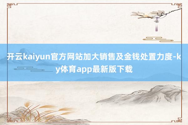 开云kaiyun官方网站加大销售及金钱处置力度-ky体育app最新版下载