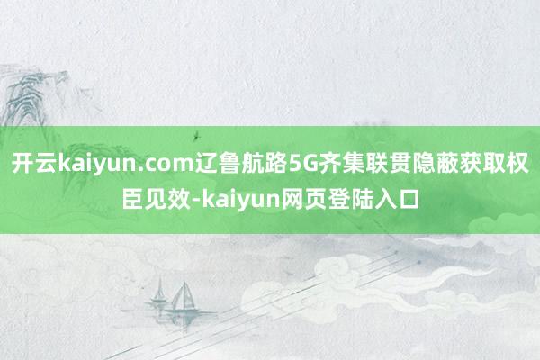 开云kaiyun.com辽鲁航路5G齐集联贯隐蔽获取权臣见效-kaiyun网页登陆入口