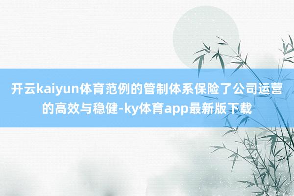 开云kaiyun体育范例的管制体系保险了公司运营的高效与稳健-ky体育app最新版下载